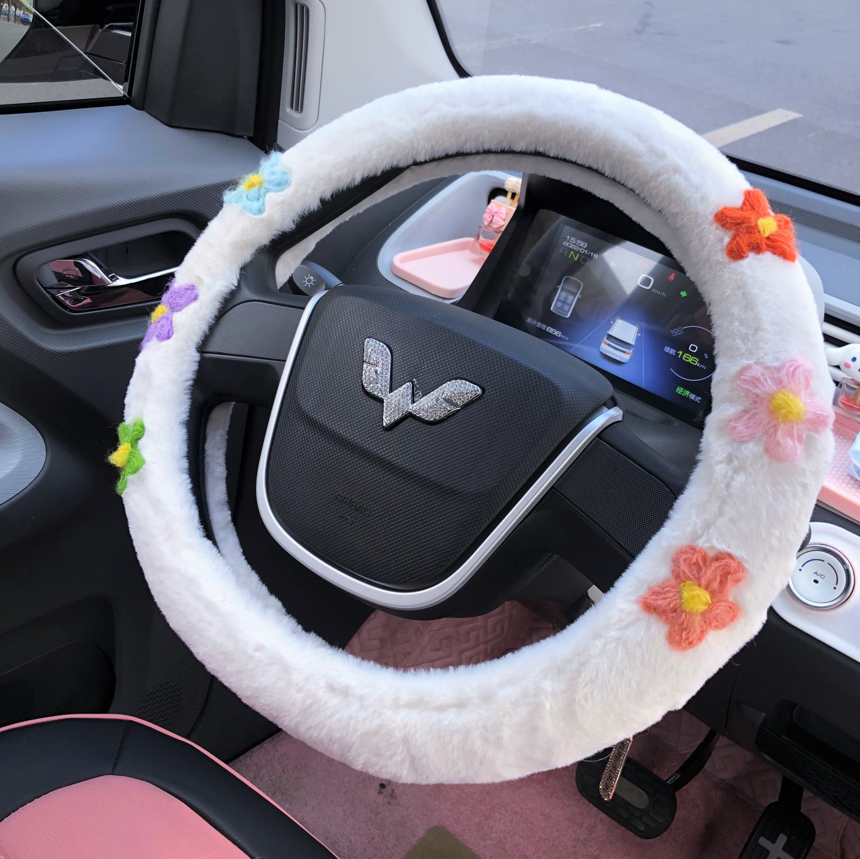  FOR U DESIGNS Daisy Print Black Car Steering Wheel Cover  Automotive Steering Wheel Cover Anti Slip and Sweat Absorption Auto Car  Wrap Cover : Automotive