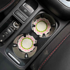 Set of 2 Crochet Car Drink Coaster- Strawberry & Tulip