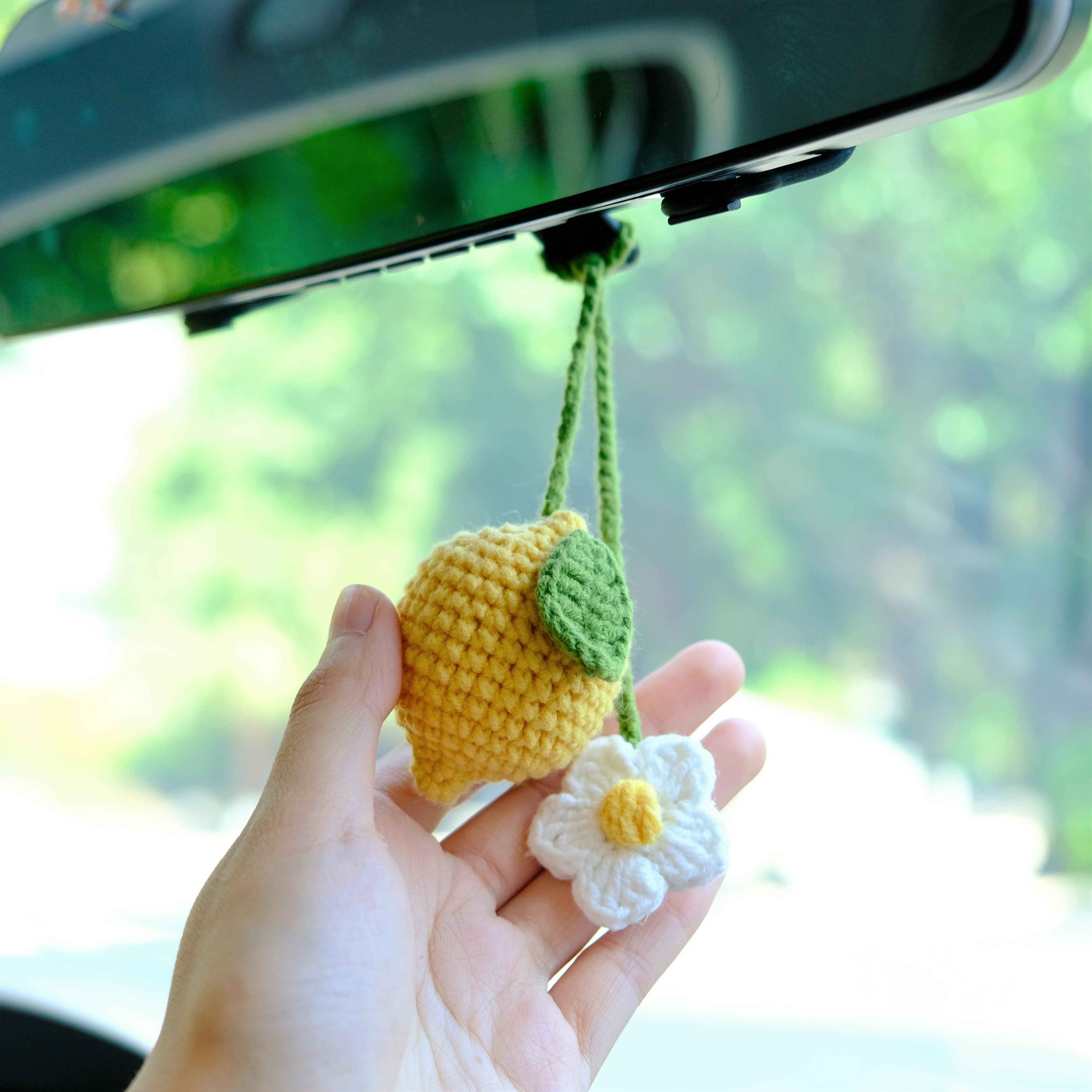 Crochet Lemon & Daisy Car Mirror Hanging Accessories