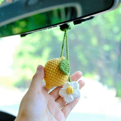 Crochet Lemon & Daisy Car Mirror Hanging Accessories
