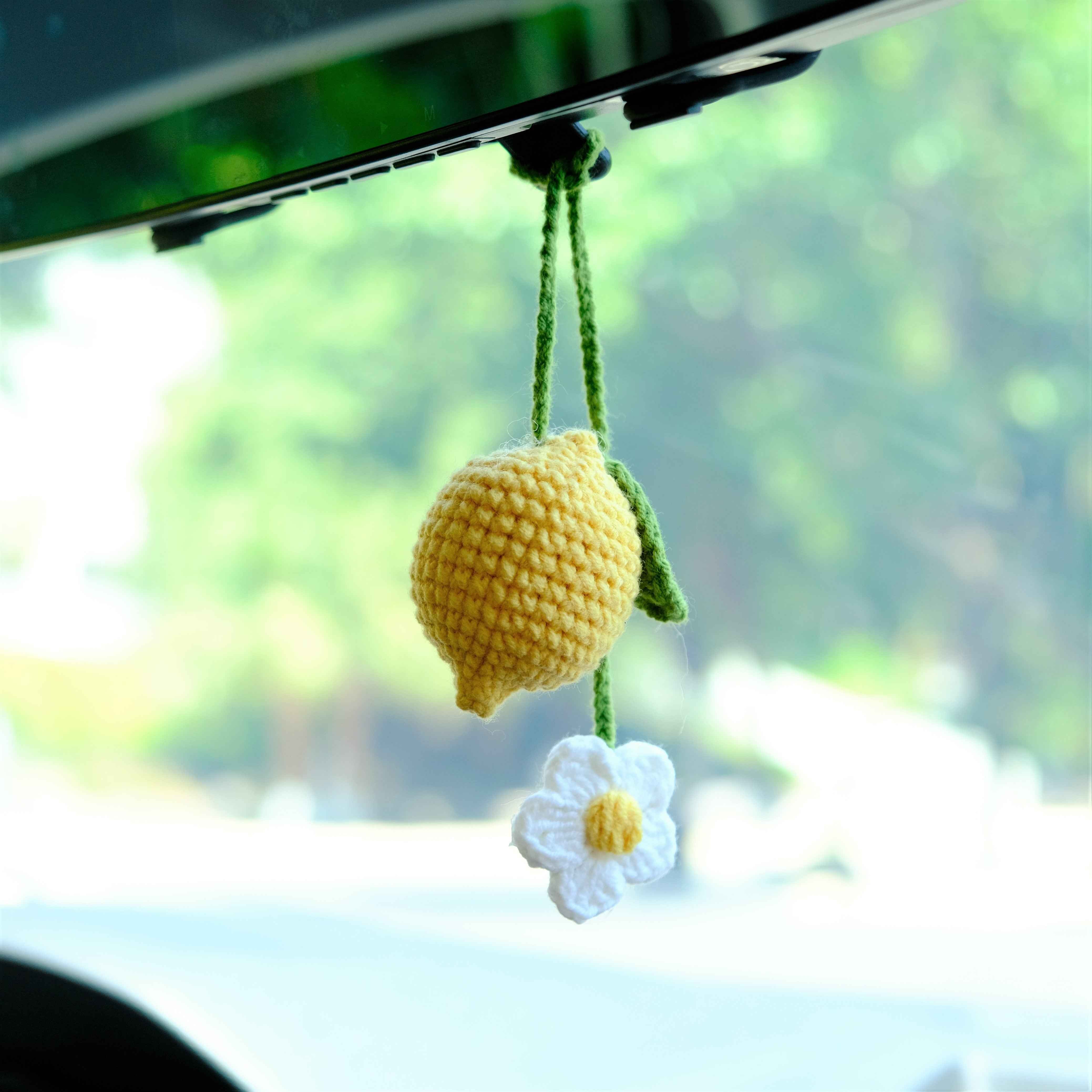 Crochet Lemon & Daisy Car Mirror Hanging Accessories