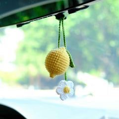 Crochet Lemon & Daisy Car Mirror Hanging Accessories