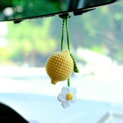 Crochet Lemon & Daisy Car Mirror Hanging Accessories