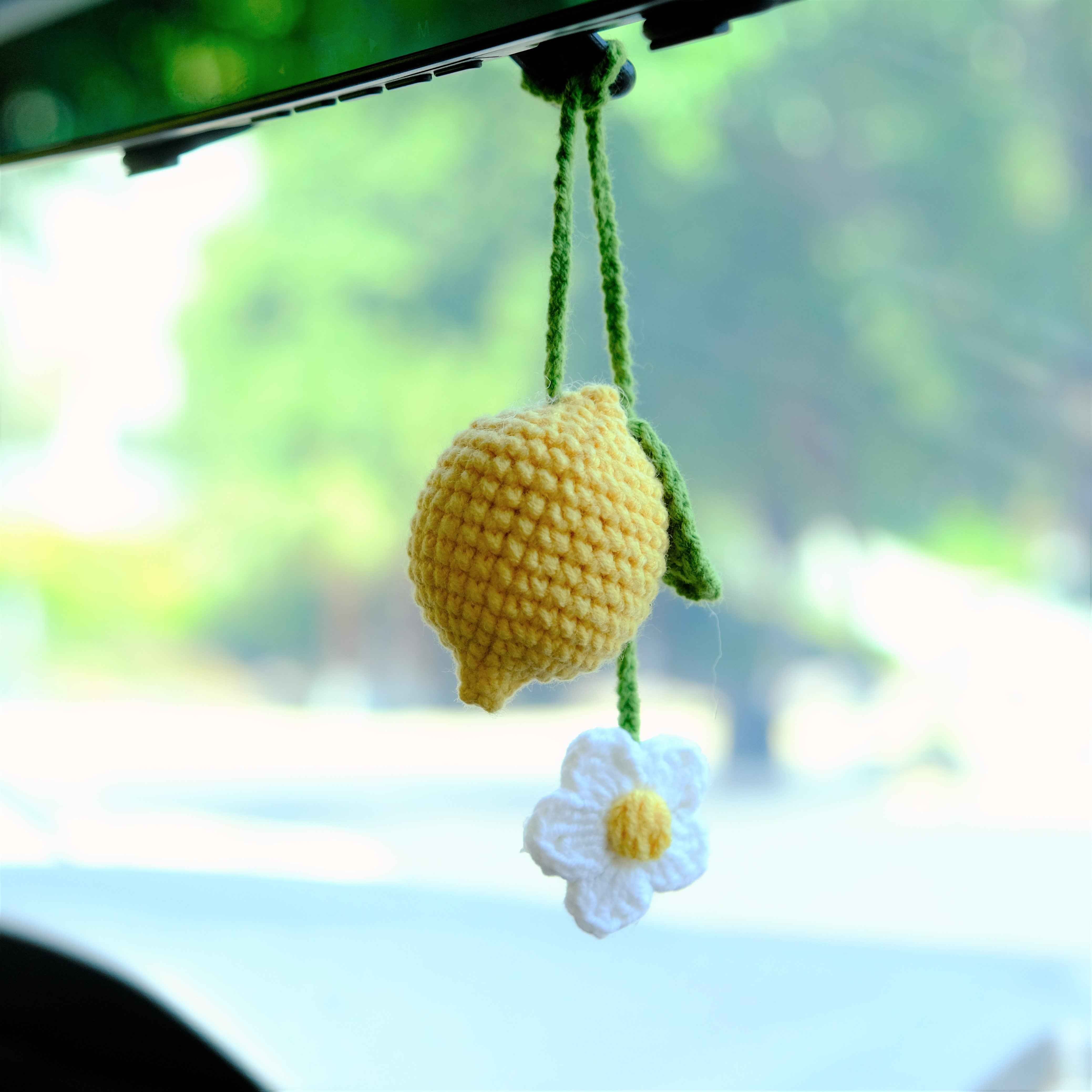 Crochet Lemon & Daisy Car Mirror Hanging Accessories