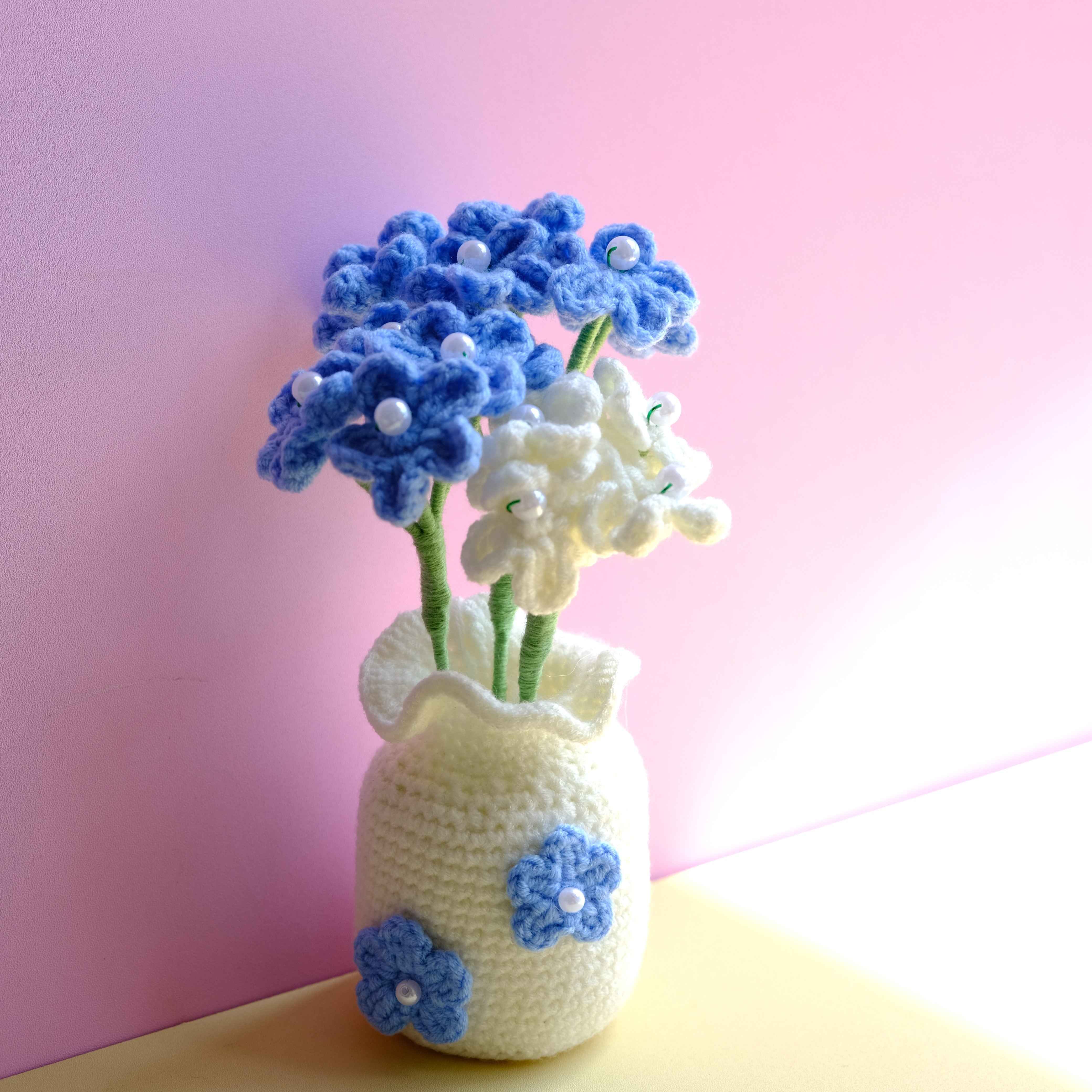 Crochet Flower Bouquet- Forget Me Not