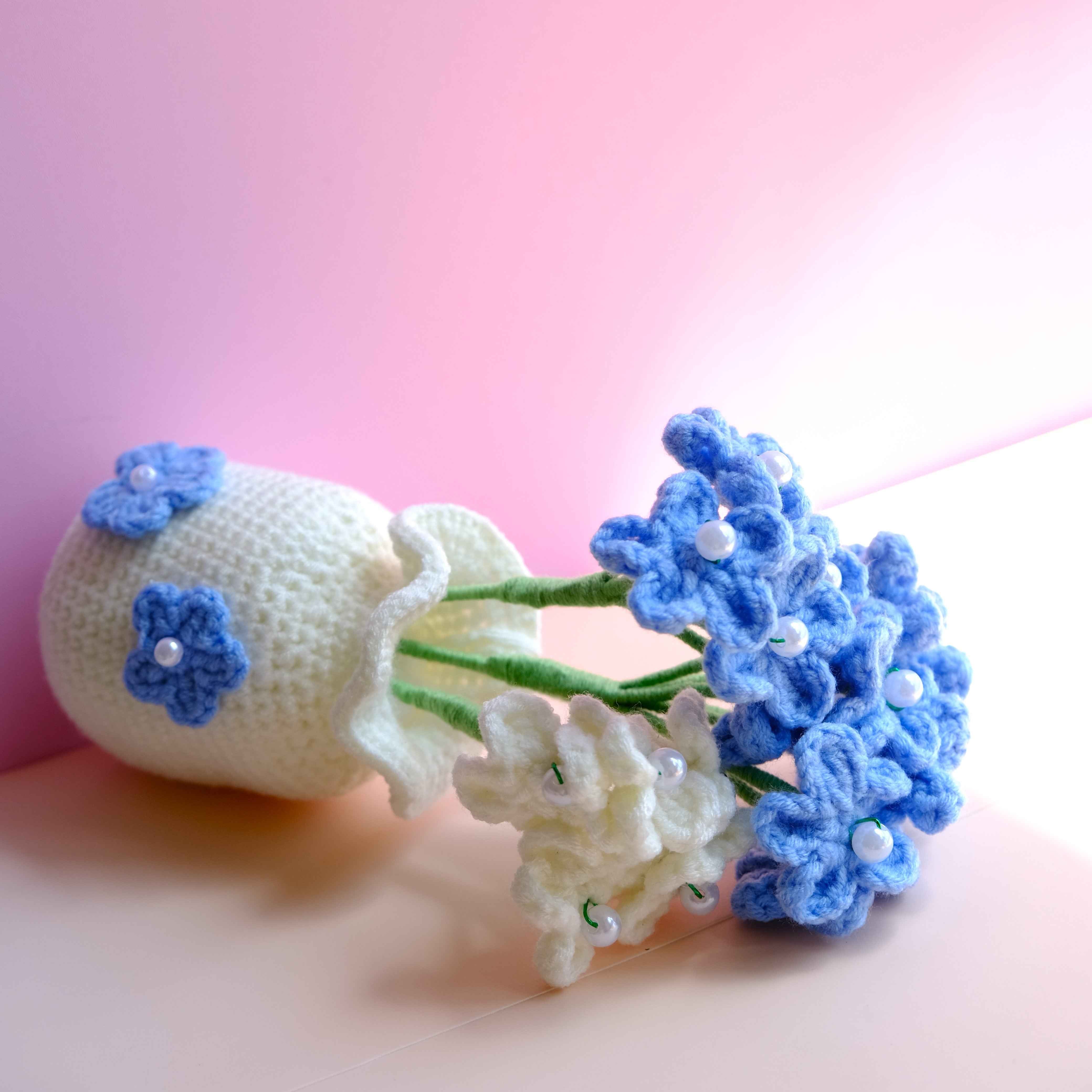 Crochet Flower Bouquet- Forget Me Not