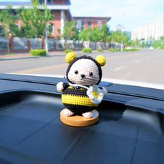 Crochet Bear Car Dashboard Decor, Strawberry/Honey Bee/Duck Bear CarAccessories, Cute Car Accessories Interior, Christmas Gift for Coworkers