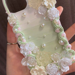 Custom Decoden Phone Case Butterfly & Rose & Pearl