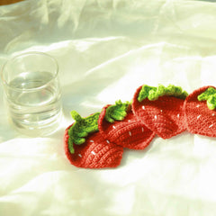 Set of 2 Crochet Strawberry Coasters