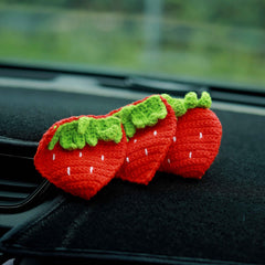 Set of 2 Crochet Strawberry Coasters