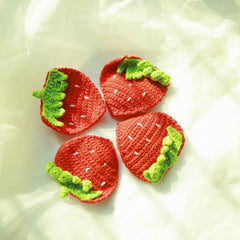 Set of 2 Crochet Strawberry Coasters