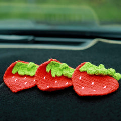 Set of 2 Crochet Strawberry Coasters