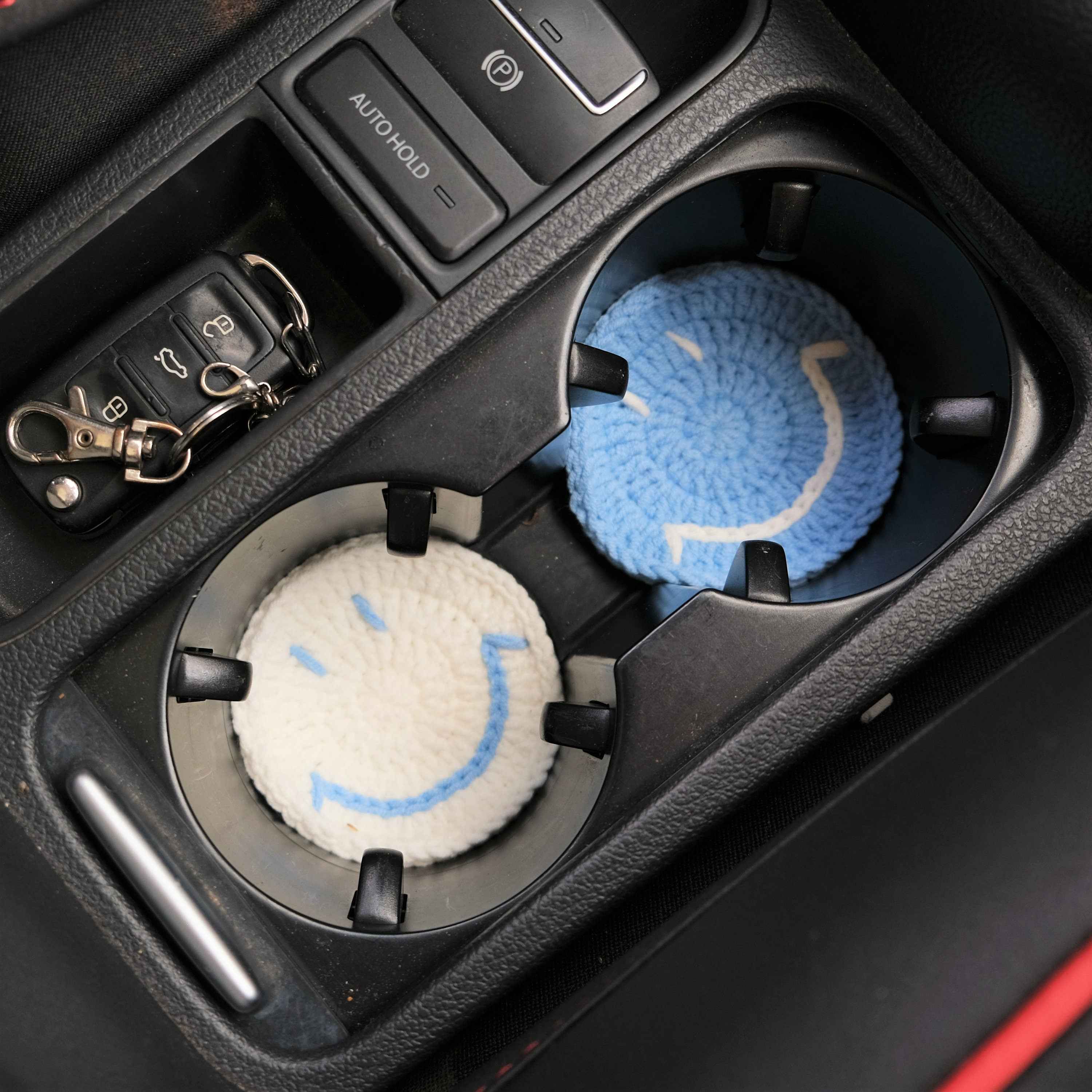 Set of 2 Smiley Face Car Drink Coasters