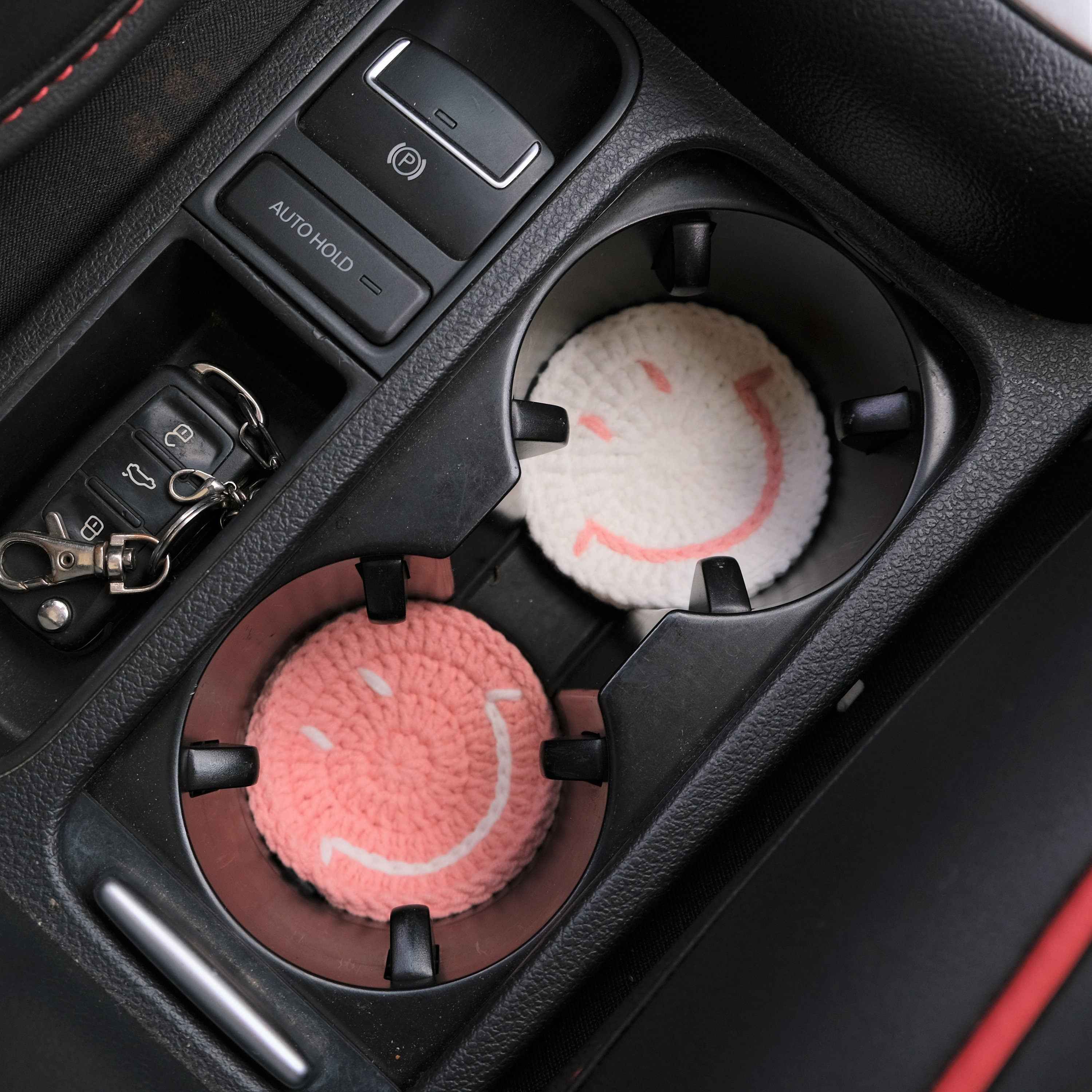 Set of 2 Smiley Face Car Drink Coasters