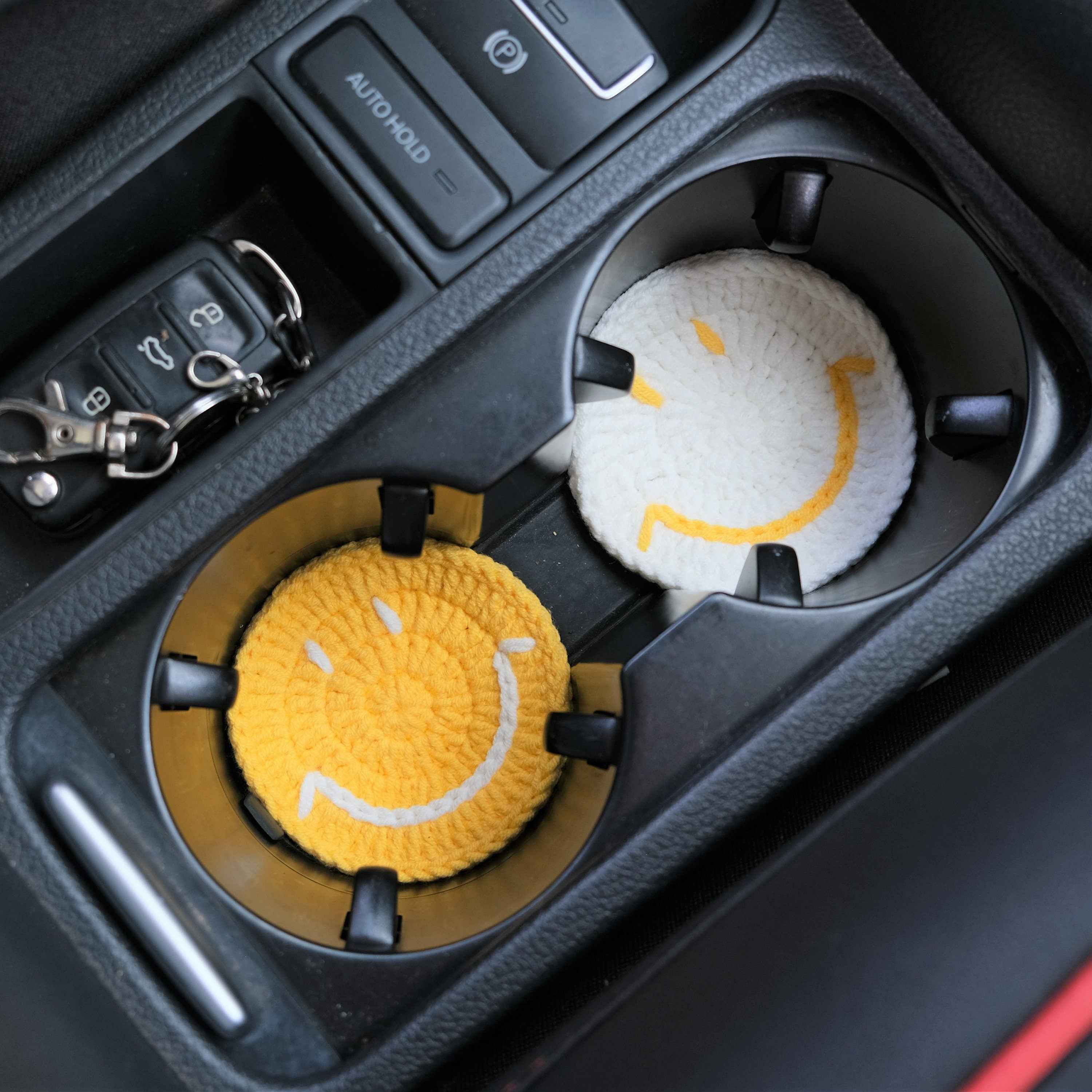 Set of 2 Smiley Face Car Drink Coasters