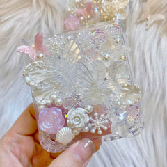 Custom Decoden Phone Case Butterfly & Rose & Pearl