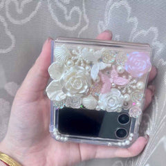 Custom Decoden Phone Case Butterfly & Rose & Pearl