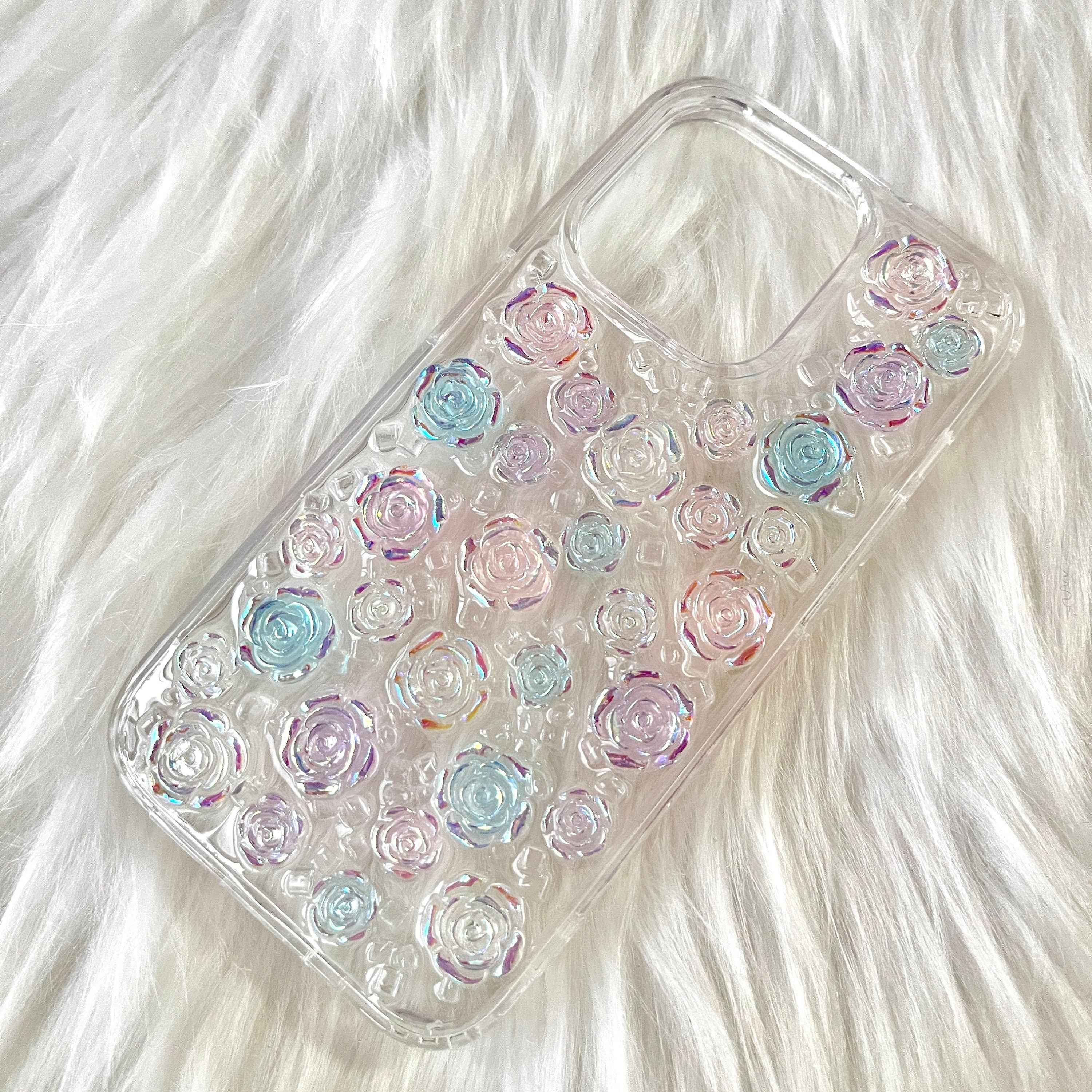 Bling Rose 3D Phone Case, Resin Phone Case, Glitter iPhone Case, Rose Phone Case for iPhone 12/13/14/15 Pro Max, OnePlus, Galaxy