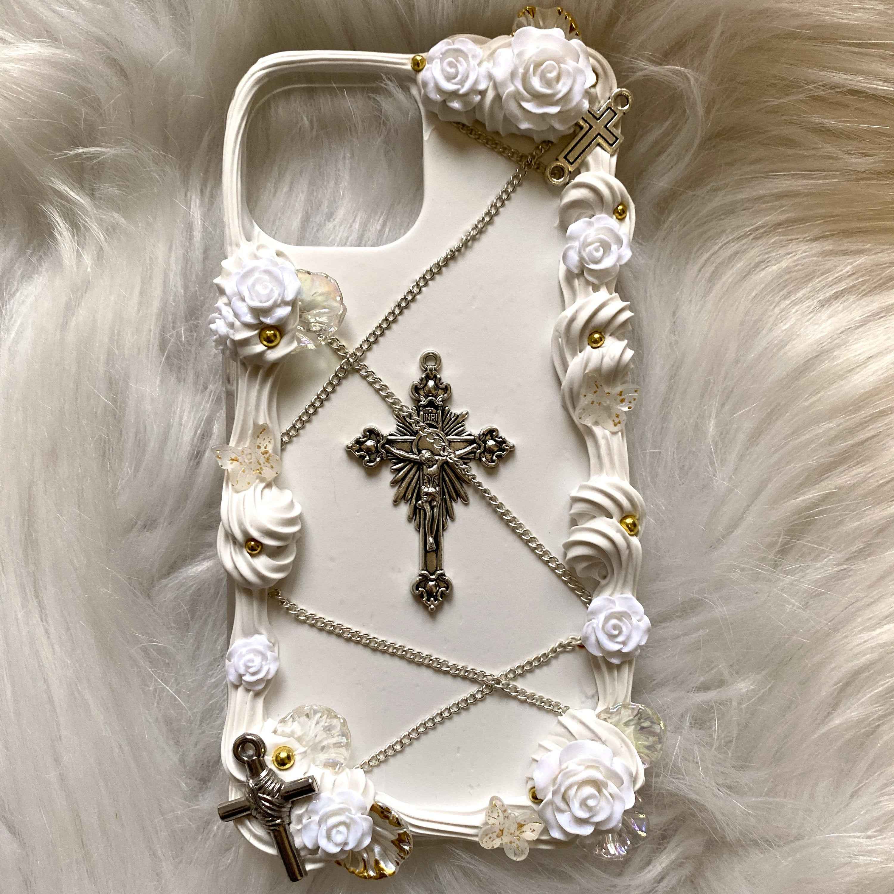 Custom Decoden Phone Case Cross & Chain