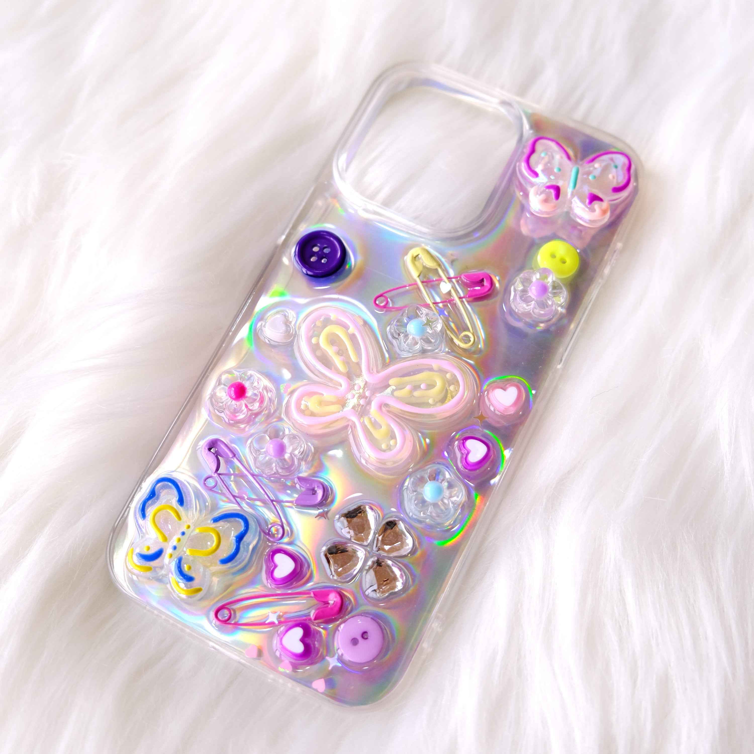 Bling Butterfly 3D Phone Case, Resin Phone Case, Glitter iPhone Case, Cute Phone Case for iPhone 12/13/14/15 Pro Max, OnePlus, Galaxy