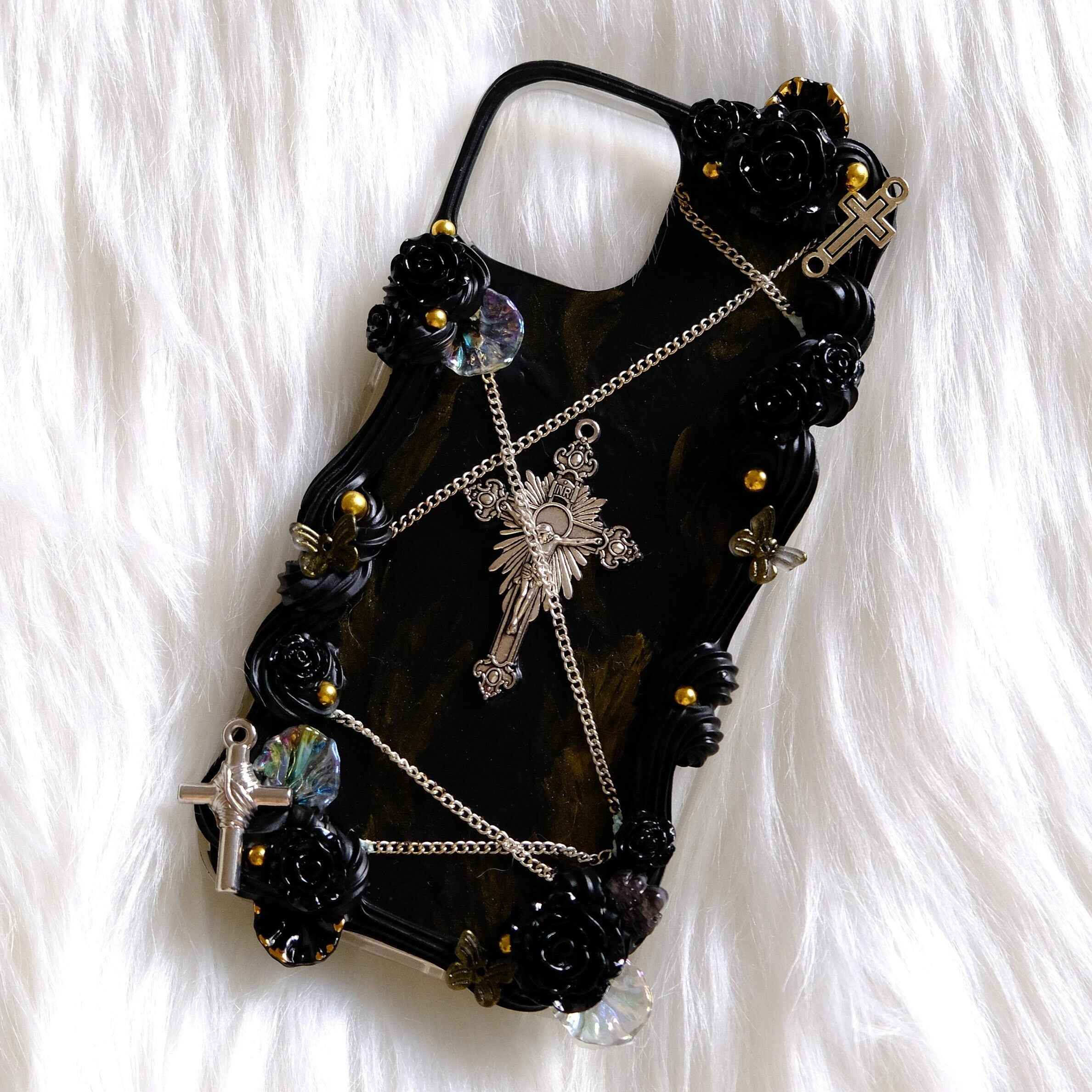 Custom Decoden Phone Case Cross & Chain