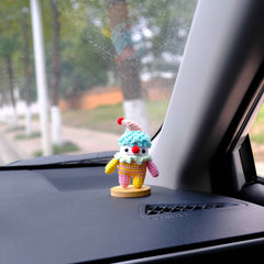 Crochet Clown Car Dashboard Decor, Horror Car Accessories, Rainbow Clown Car Decor, Anime Car Accessory for Women/Teens, Gift for Boyfriend