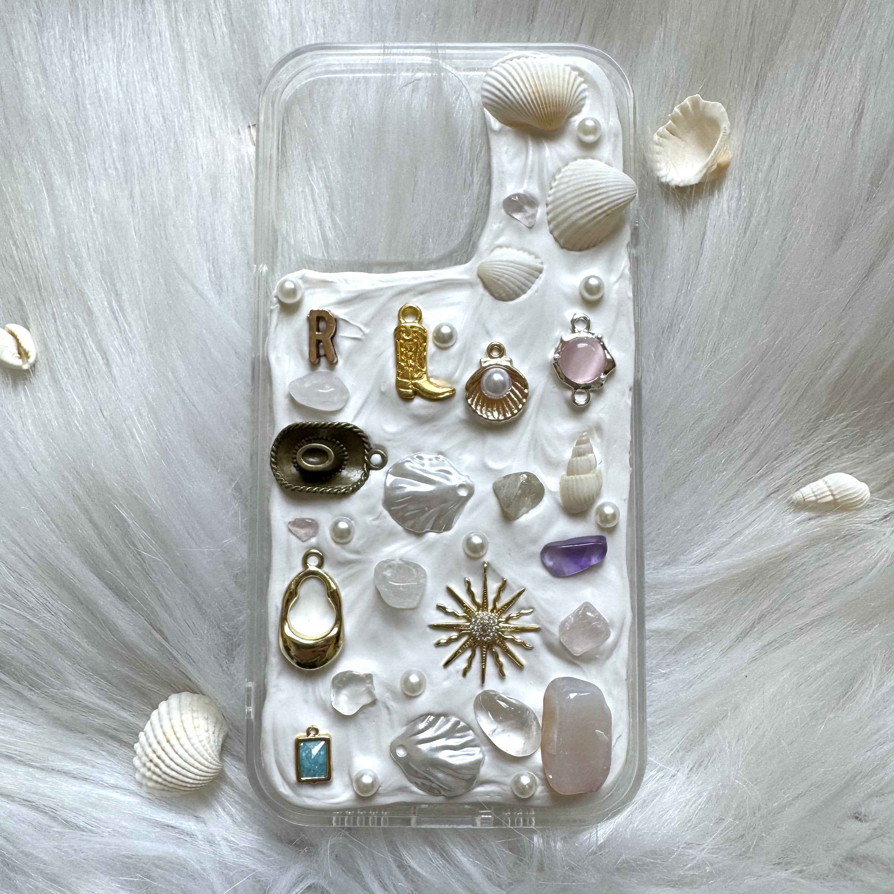Custom Decoden Mosaic Phone Case Turtle & Seashell & Crystal