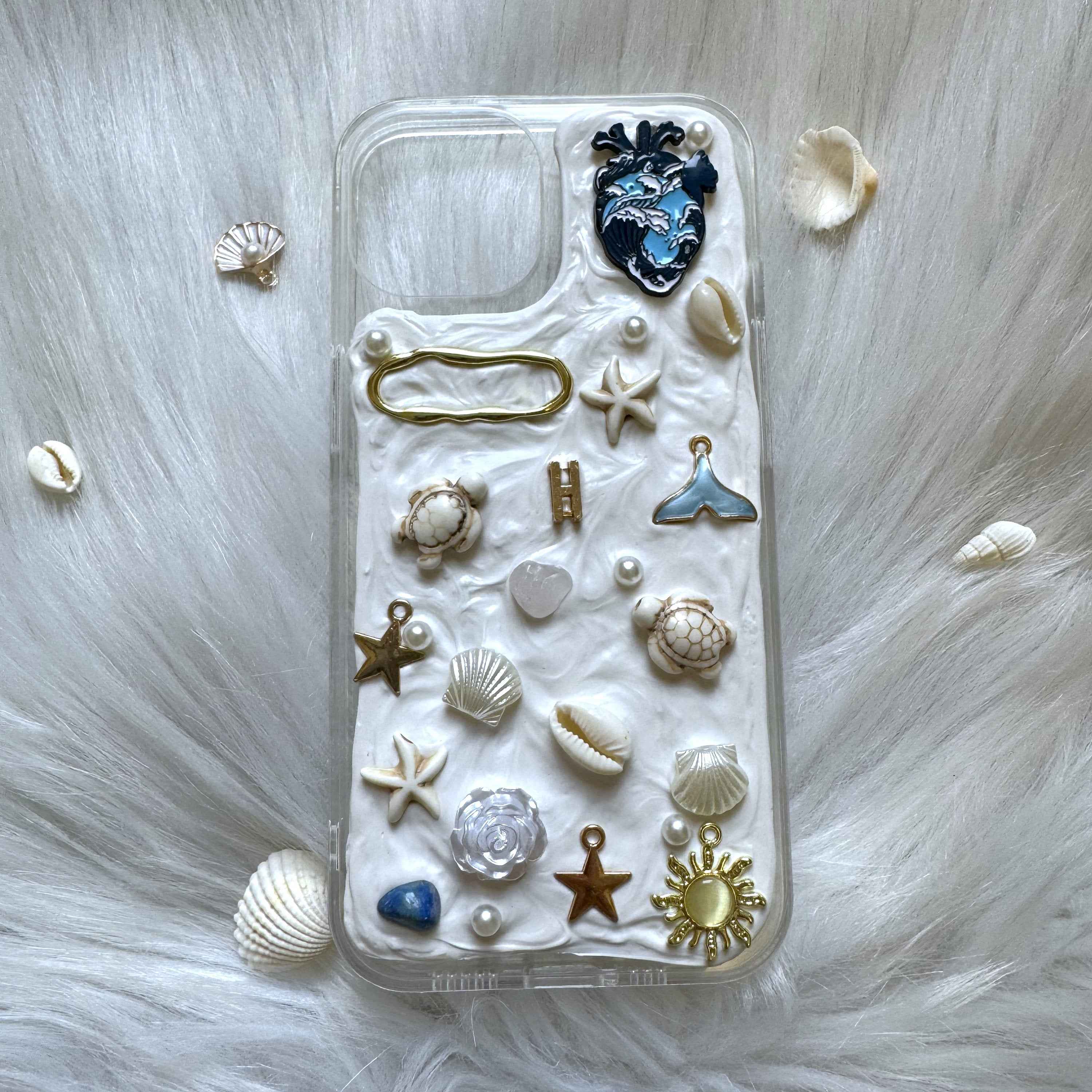 Custom Decoden Mosaic Phone Case Turtle & Seashell & Crystal
