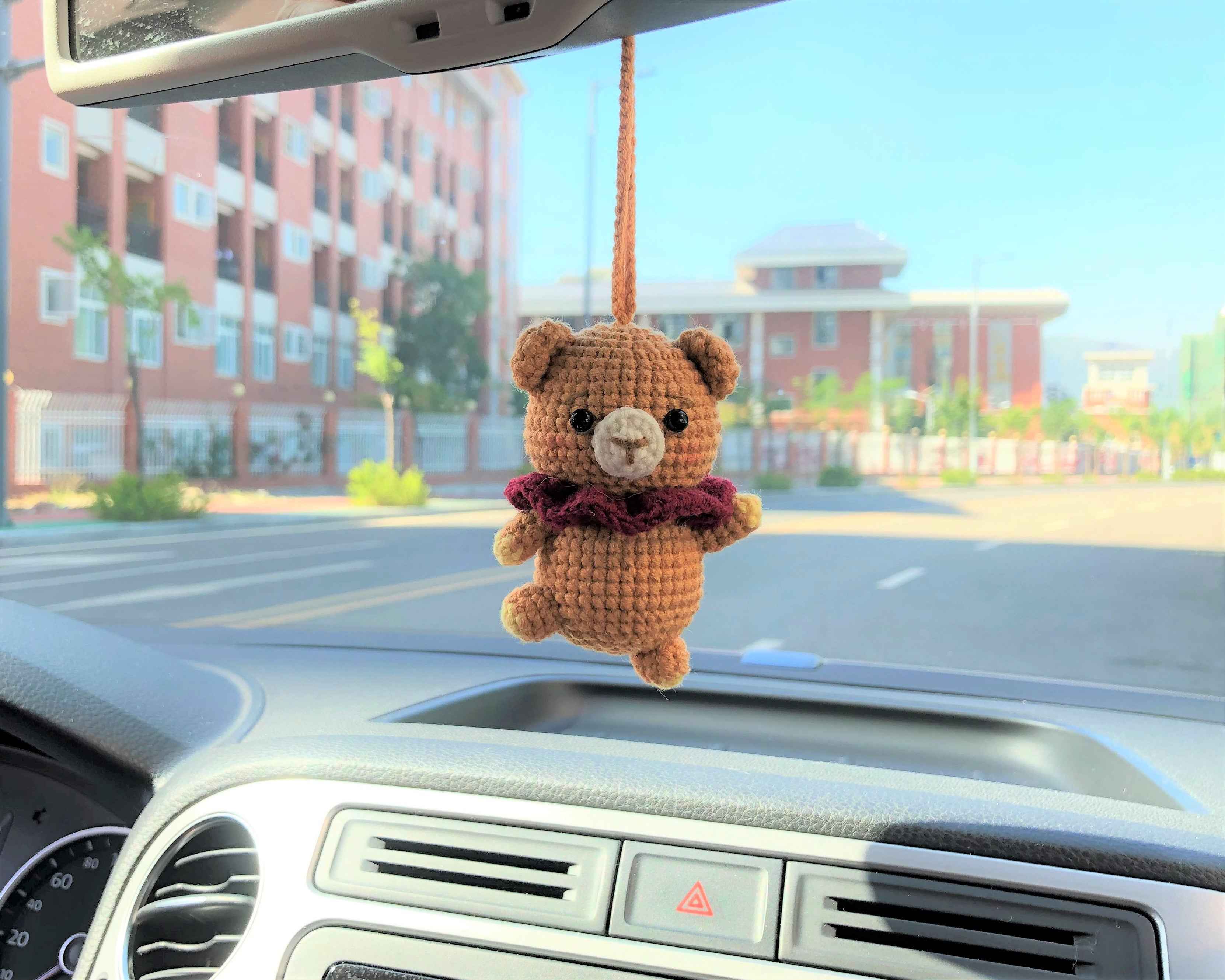 Crochet Car Mirror Hanging Accessory- Bear