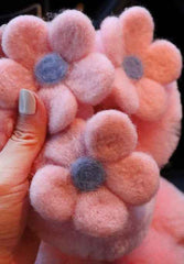 Wool Felt Flowers Fluffy Steering Wheel Cover