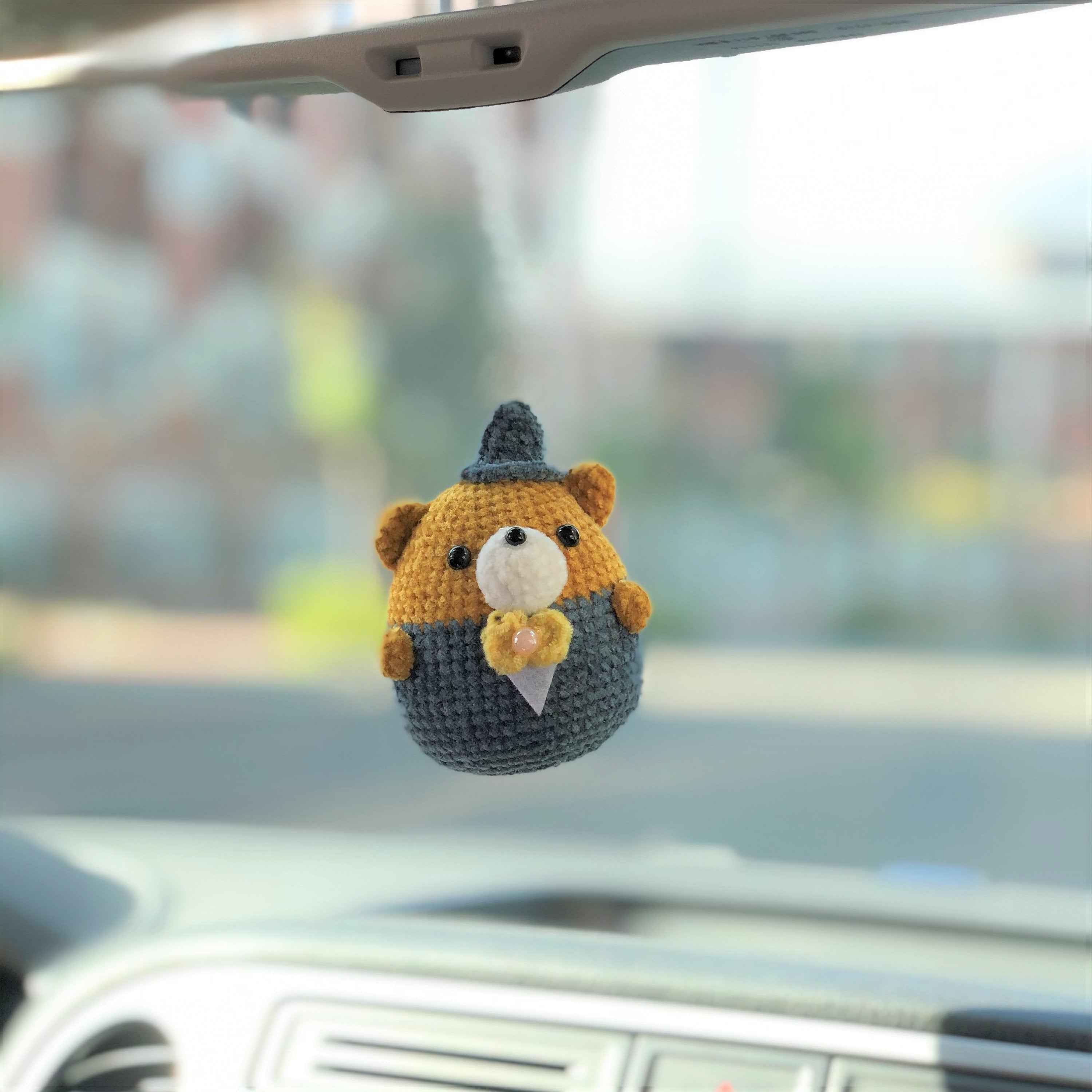 Crochet Mr. Bear Car Mirror Accessory