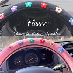 Fleece/Ice Silk Steering Wheel Cover- Daisy