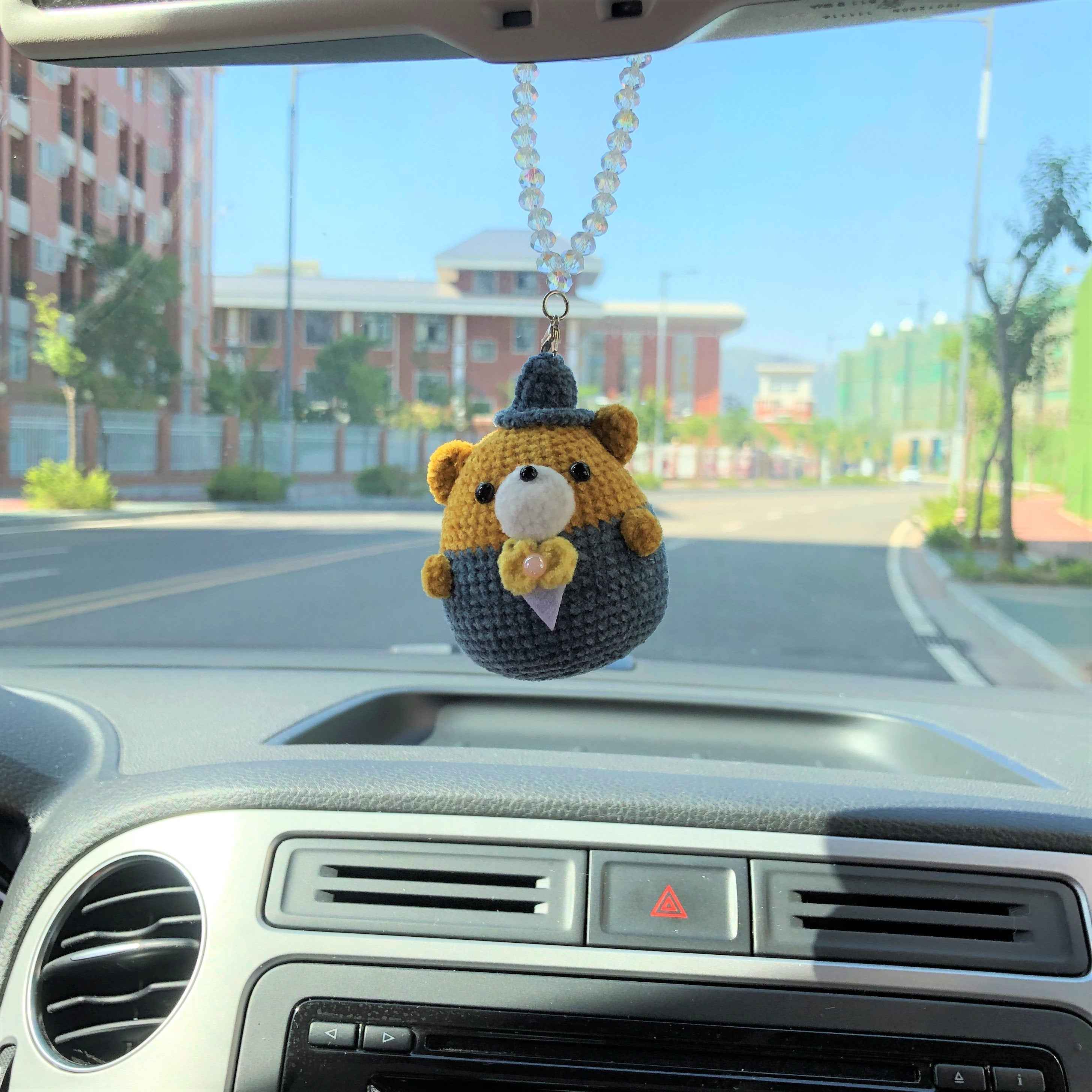 Crochet Mr. Bear Car Mirror Accessory