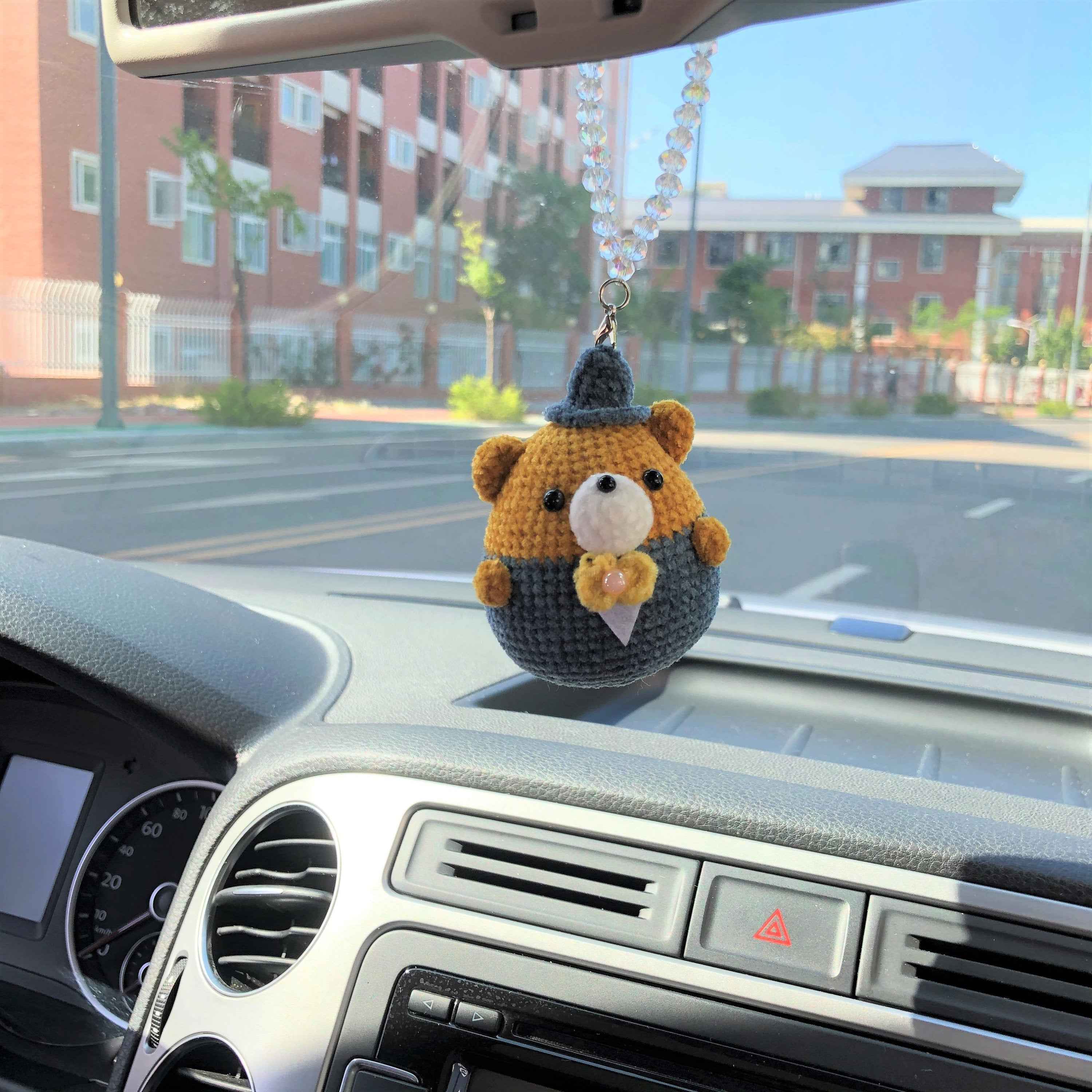 Crochet Mr. Bear Car Mirror Accessory