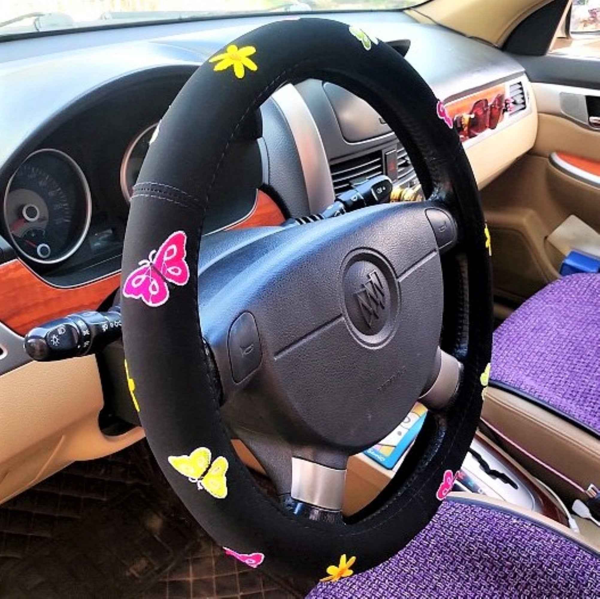 Cute Butterfly/Ladybug Patch Steering Wheel Cover
