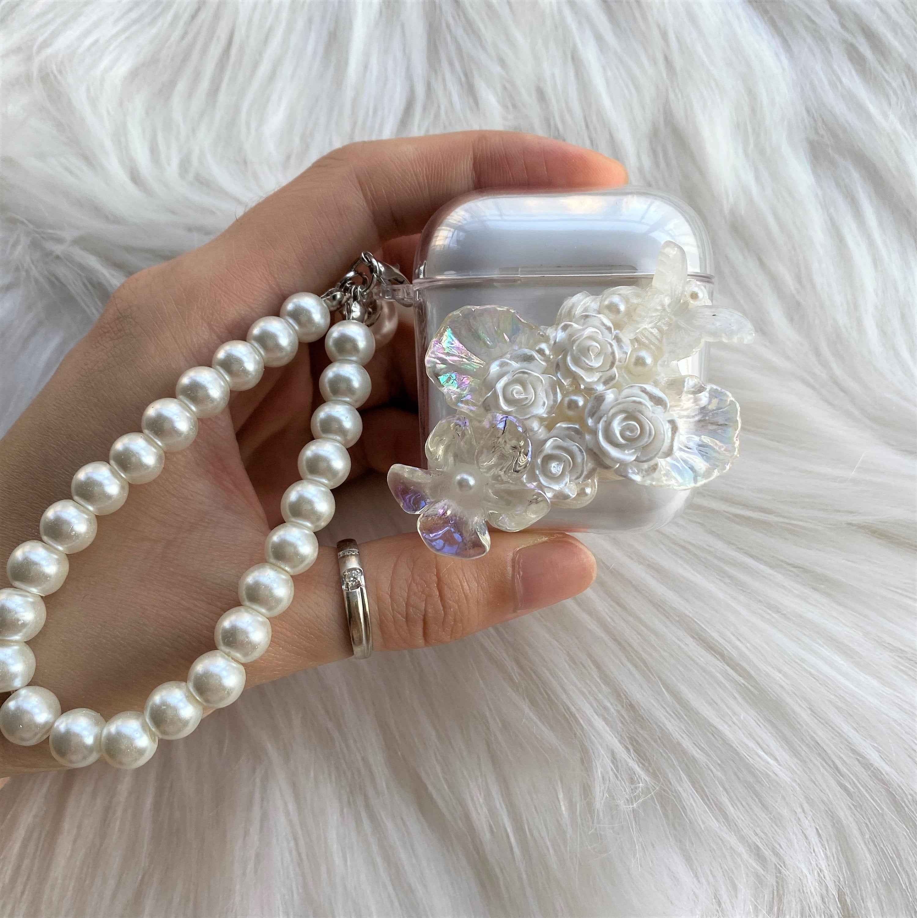 Decoden AirPods Case with Lanyard Roses & Pearls