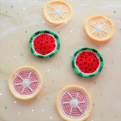 Set of 2 Crochet Fruit Car Drink Coasters