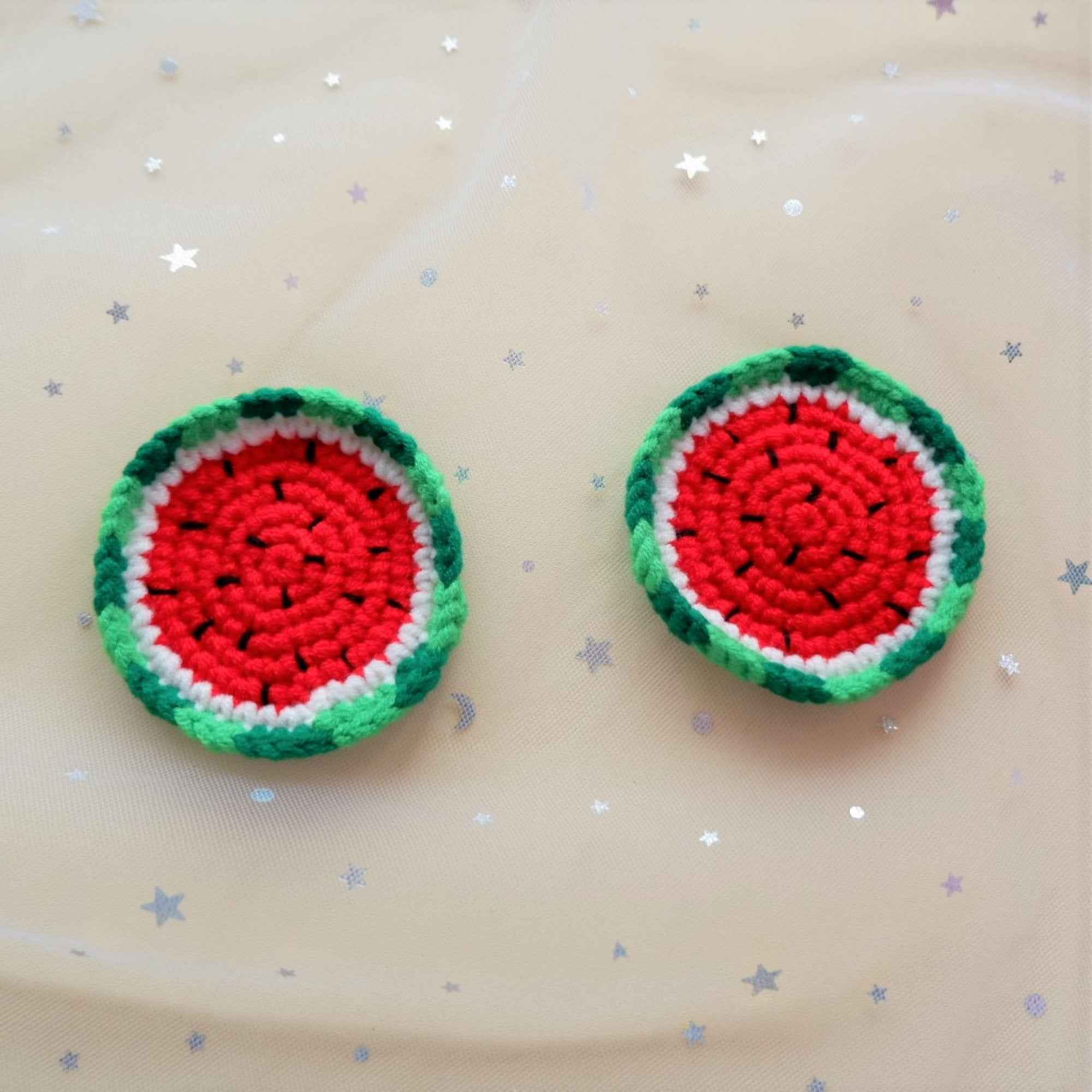 Set of 2 Crochet Fruit Car Drink Coasters