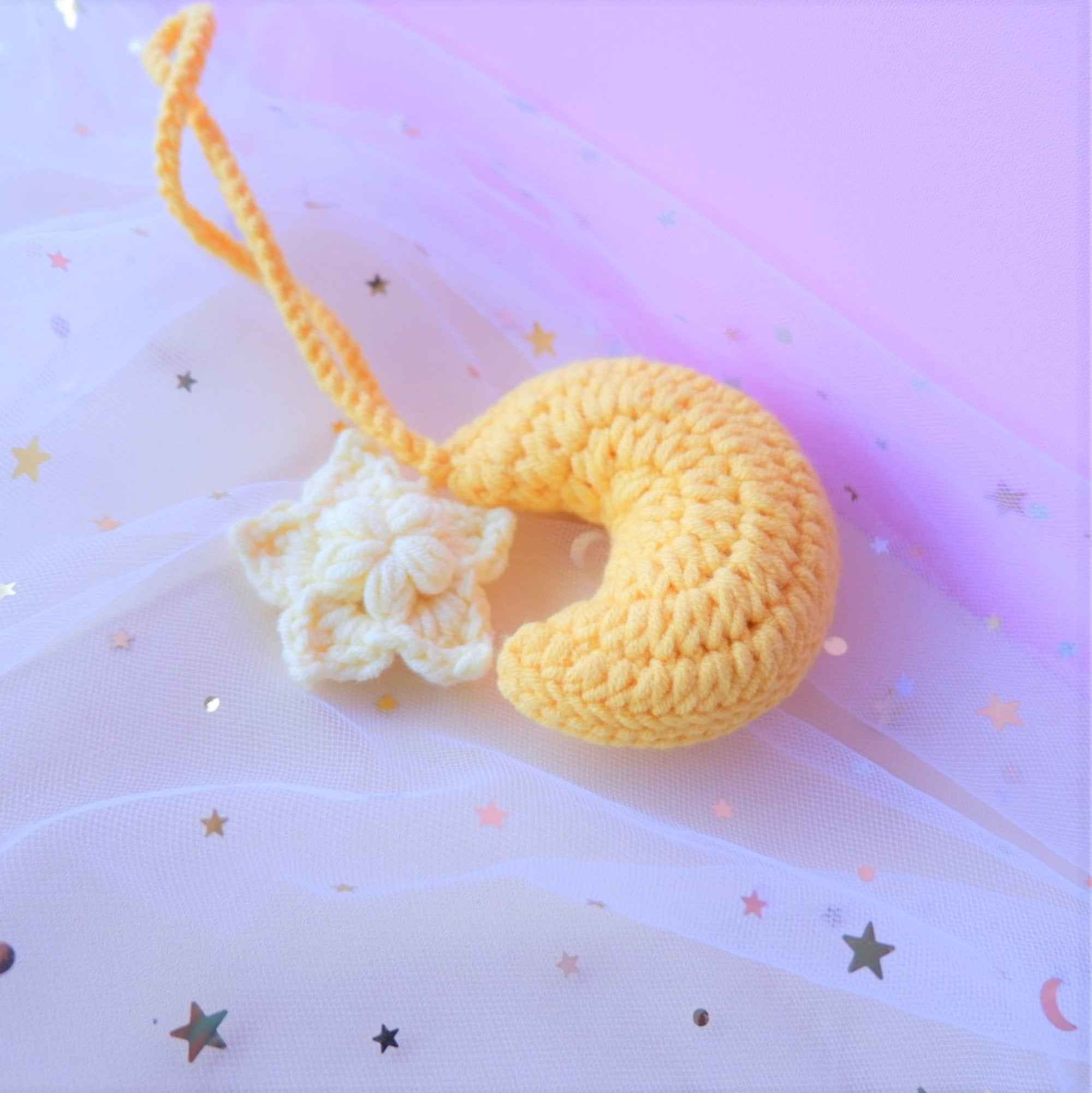 Crochet Crescent Moon Car Hanging Accessorie