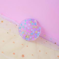 Set of 2 Glitter Car Drink Coasters Daisy & Sakura & Hearts