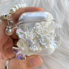 Decoden AirPods Case with Lanyard Roses & Pearls