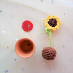 Crochet Mini Sunflower Car Dashboard Accessories- Rainbow/Yellow/Pink