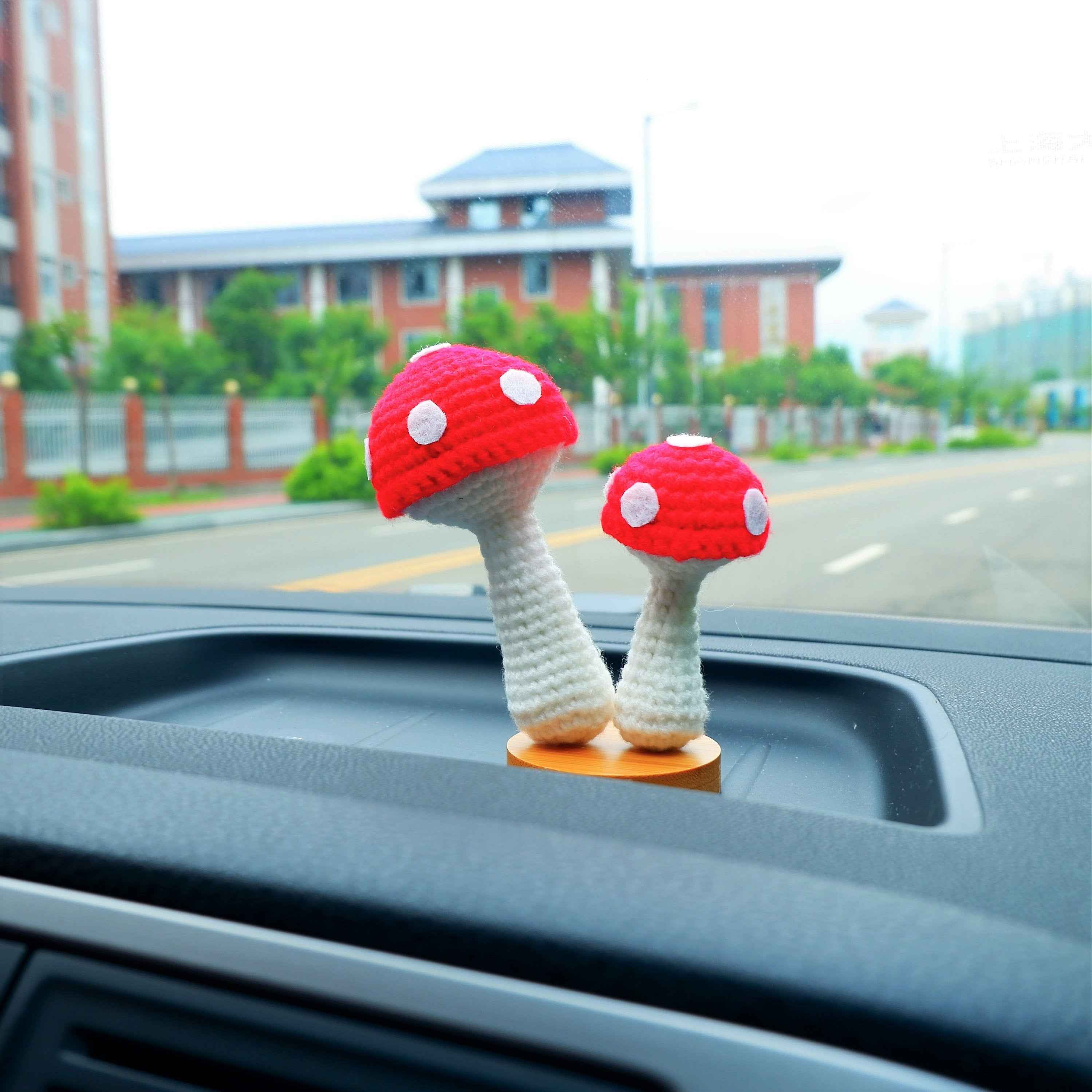 Crochet Car Dashboard Decor-Mushroom