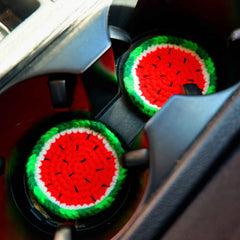 Set of 2 Crochet Fruit Car Drink Coasters