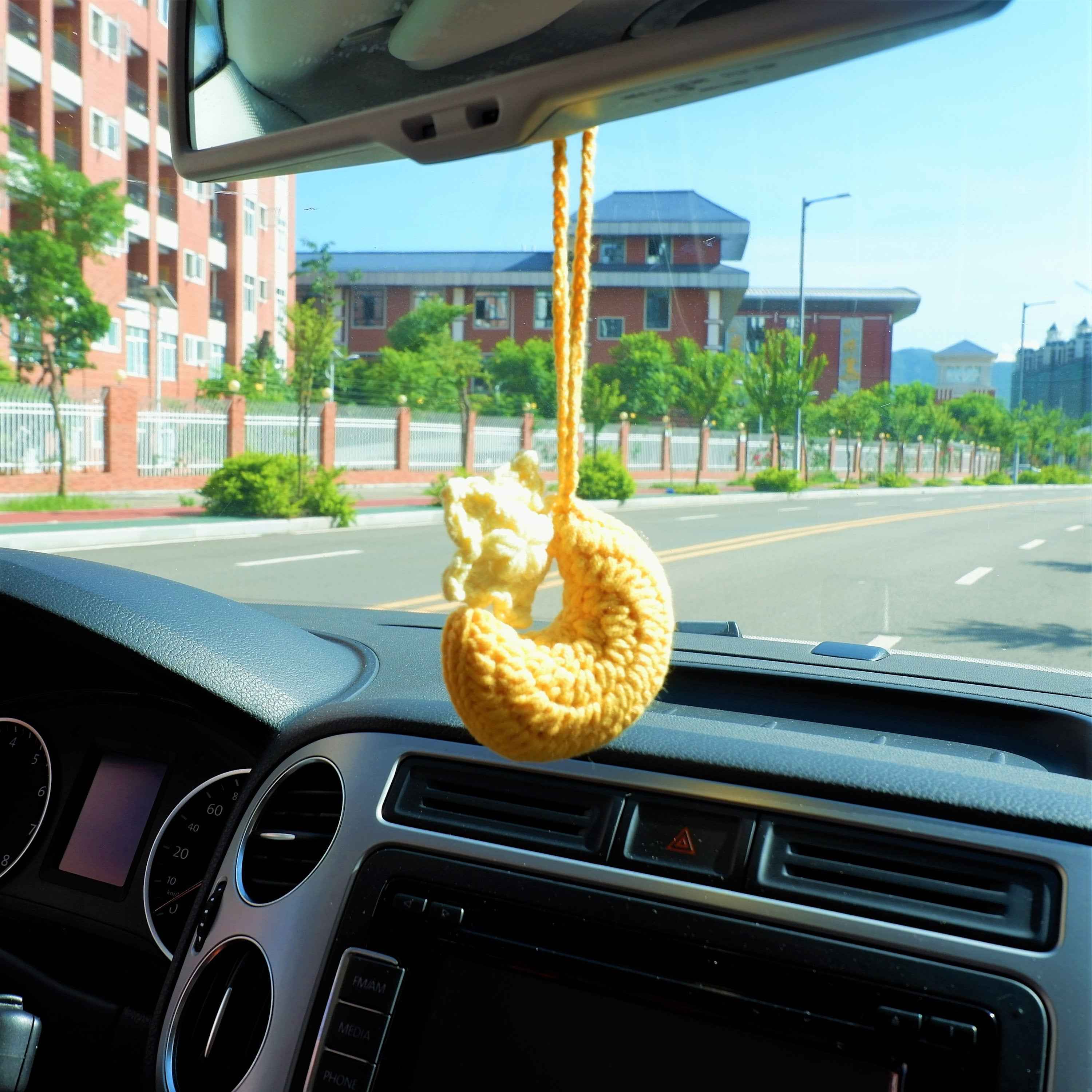 Crochet Crescent Moon Car Hanging Accessorie