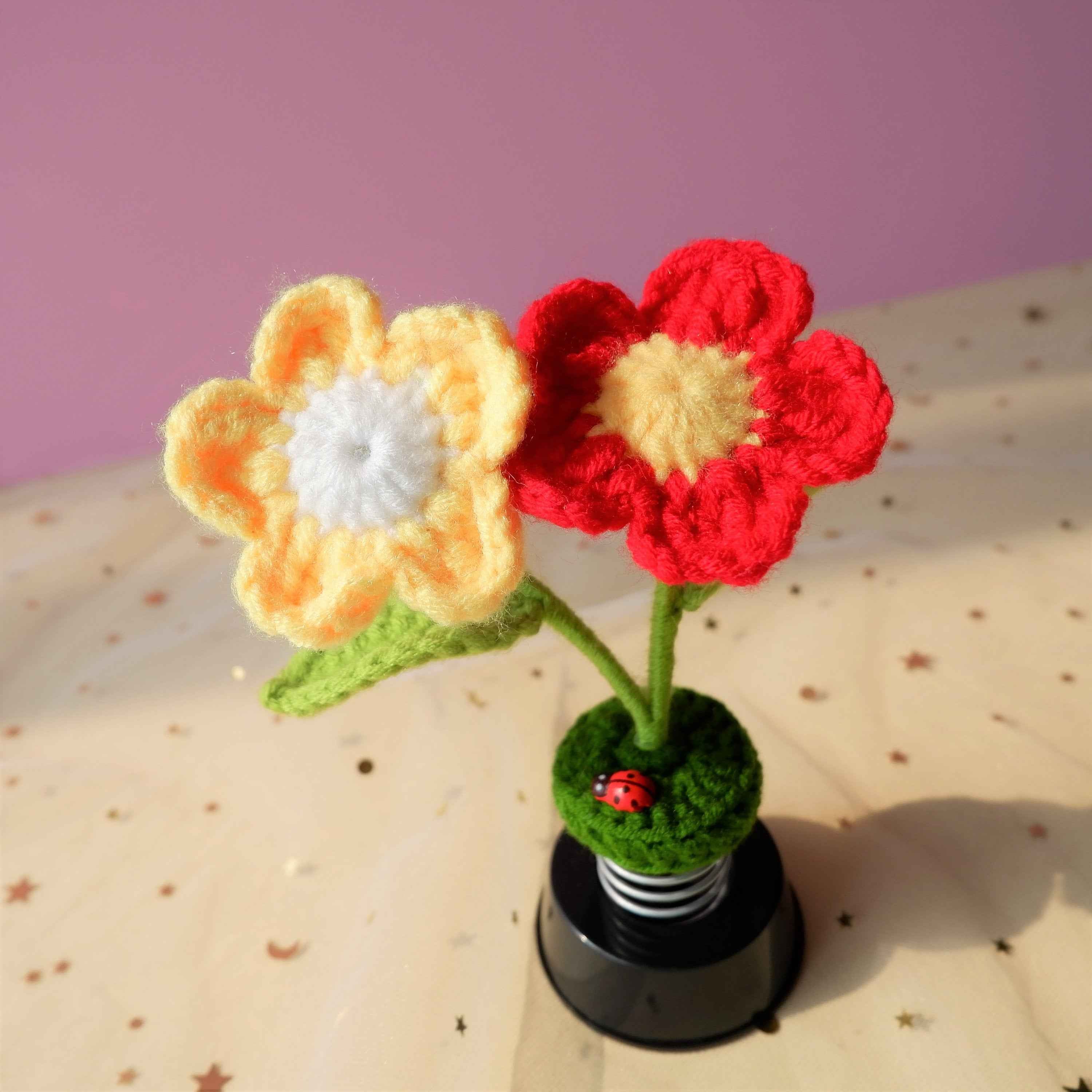 Crochet Car Dashboard Decor- Conjoined Little Flowers