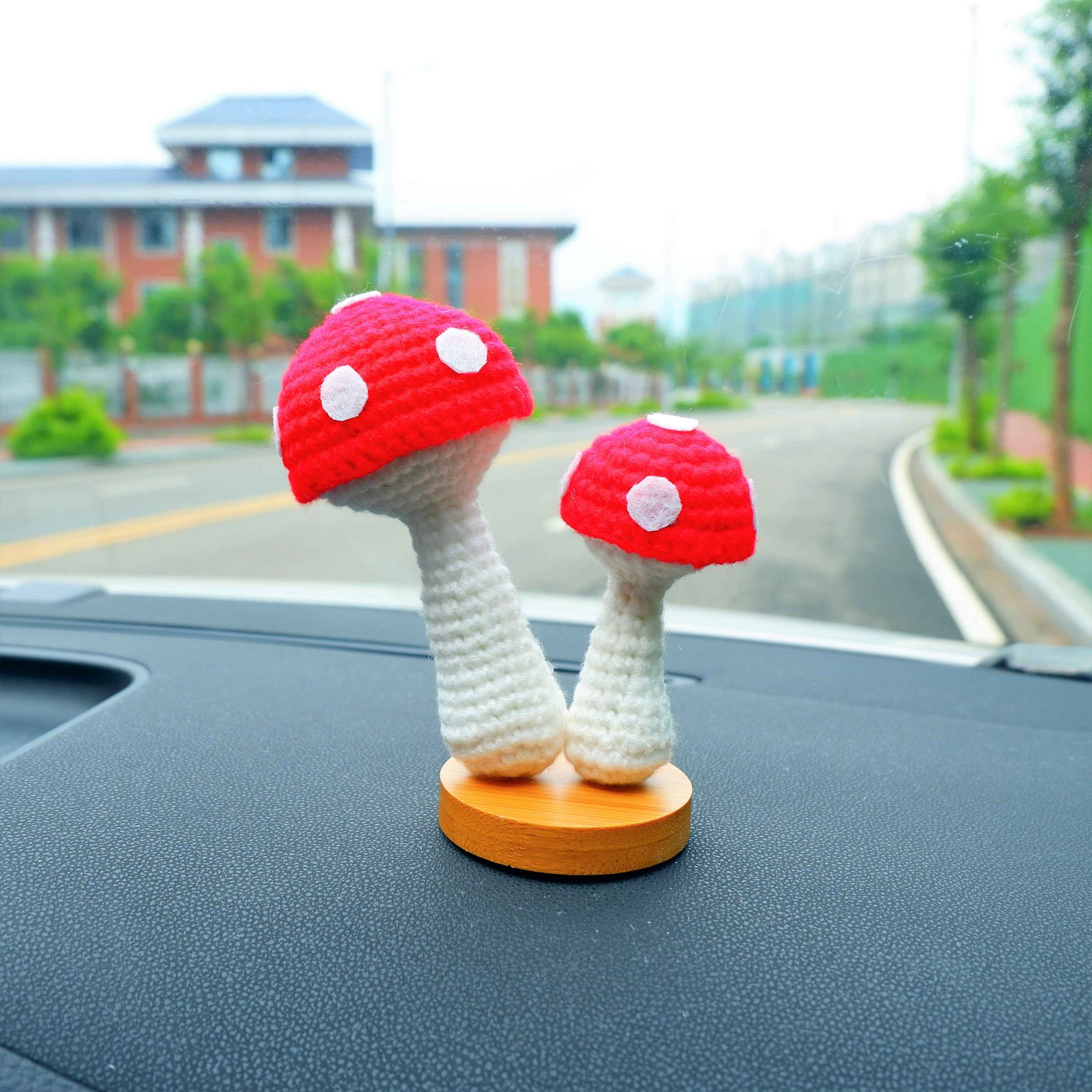 Crochet Car Dashboard Decor-Mushroom