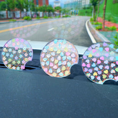 Set of 2 Glitter Car Drink Coasters Daisy & Sakura & Hearts