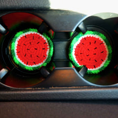 Set of 2 Crochet Fruit Car Drink Coasters