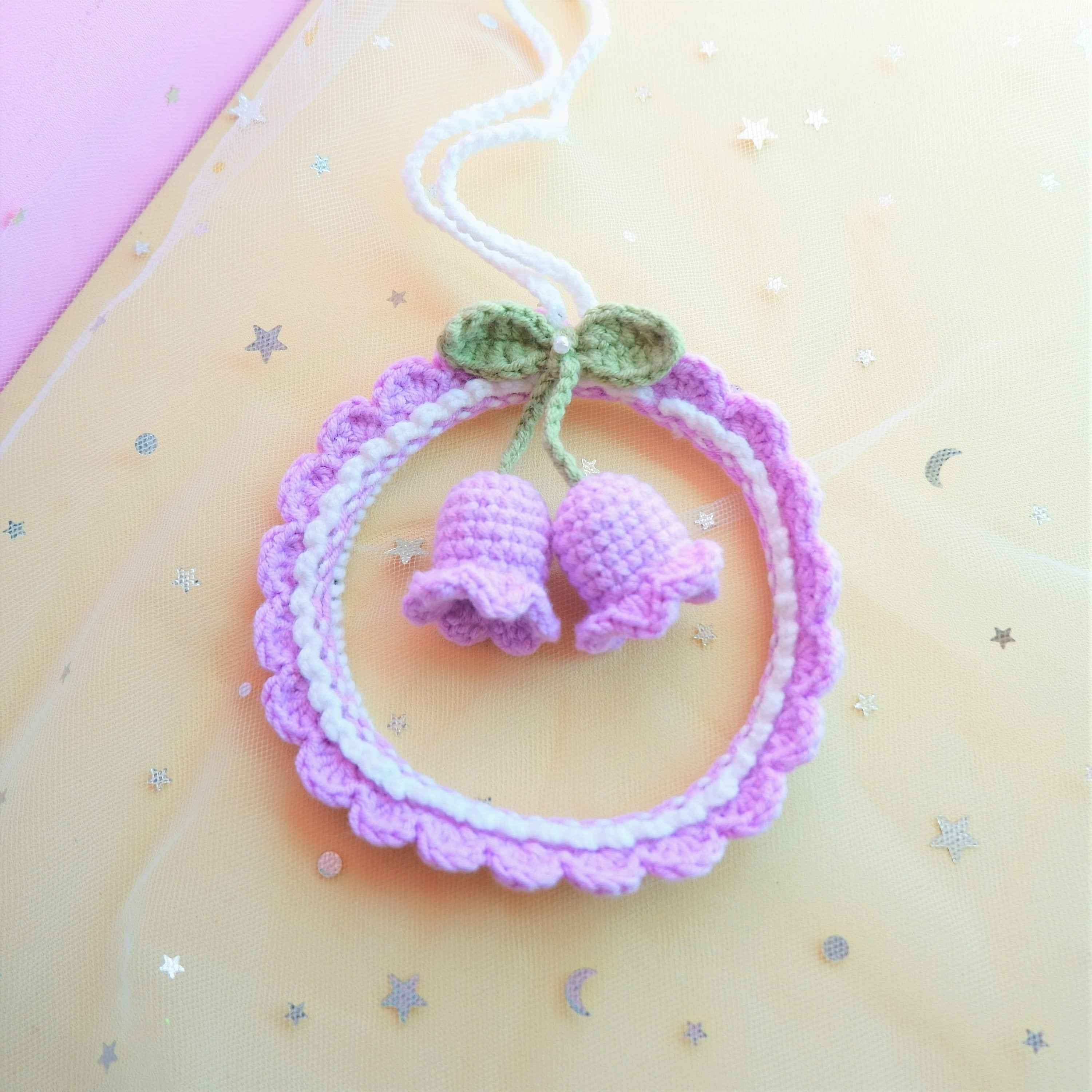 Crochet Car Mirror Hanging Accessories- Bell Orchid